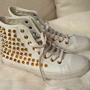 ZXD White Leather Studded High Top